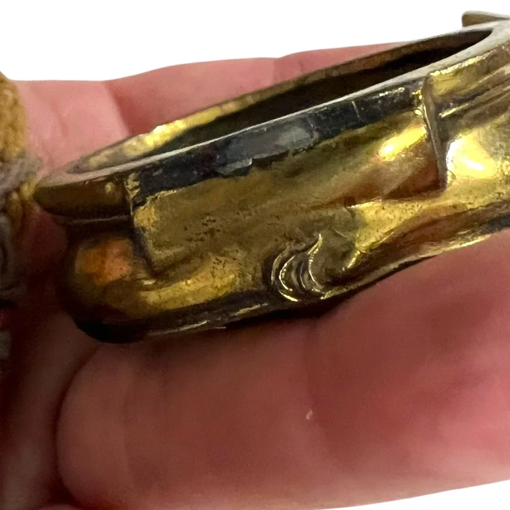 Vintage Brass Art Nouveau Floral Desk‎ Accessory Inkwell or Trinket Box